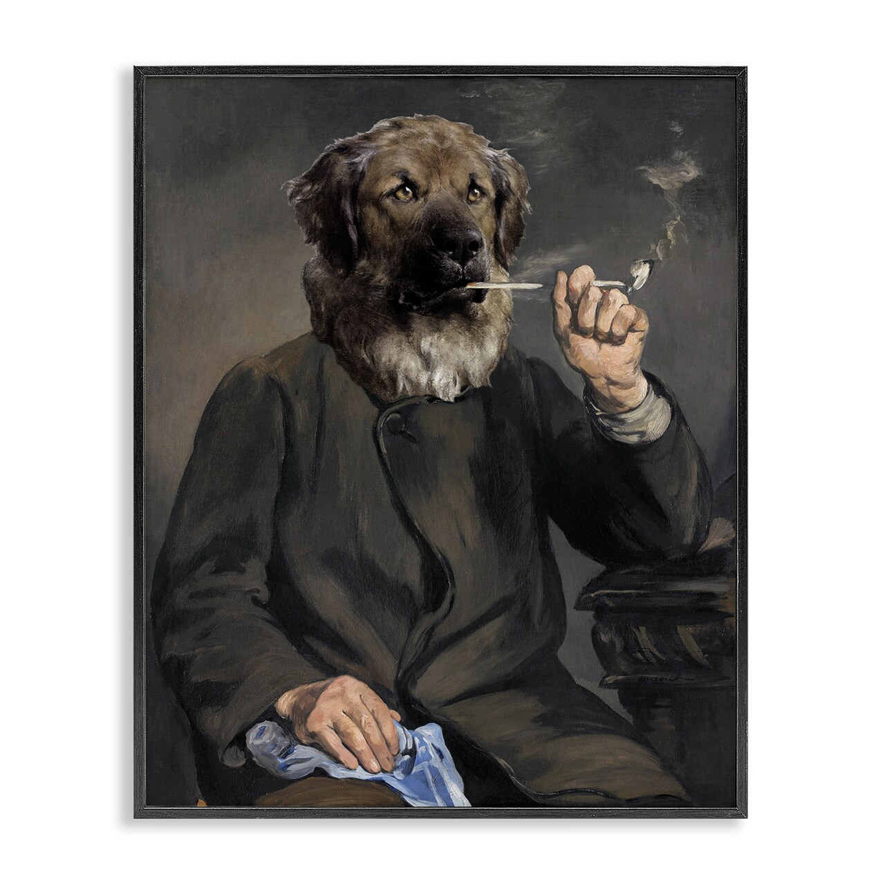 Stupell Industries Smoking Historical Dog Framed Giclee Wall Art Design by Alicia Longley